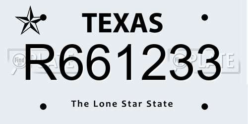 R661233 Texas License Plate