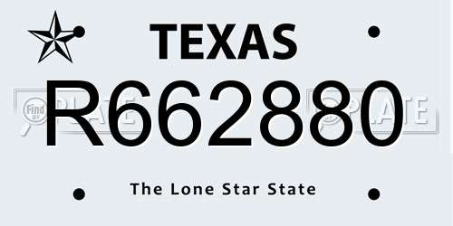 R662880 Texas License Plate