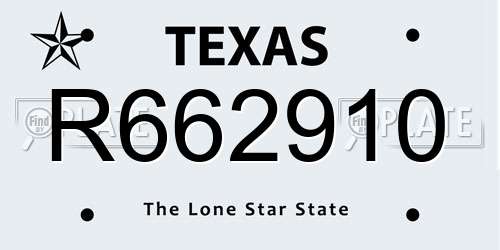 R662910 Texas License Plate