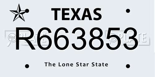 R663853 Texas License Plate