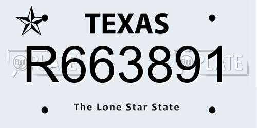 R663891 Texas License Plate