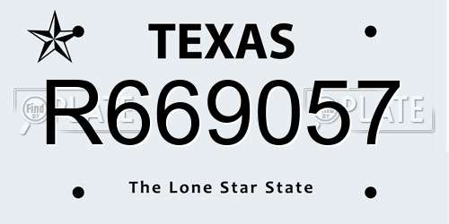 R669057 Texas License Plate