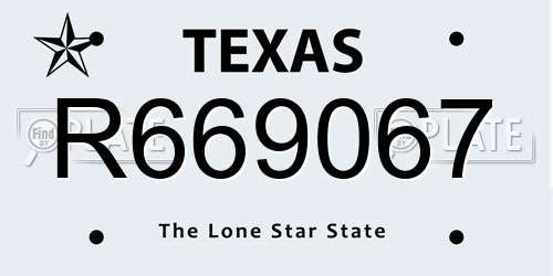 R669067 Texas License Plate