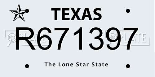 R671397 Texas License Plate