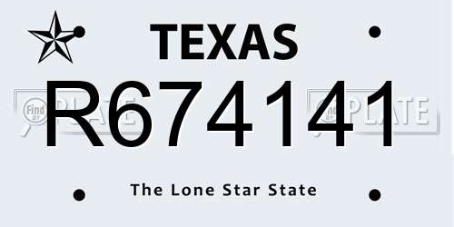 R674141 Texas License Plate