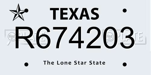 R674203 Texas License Plate
