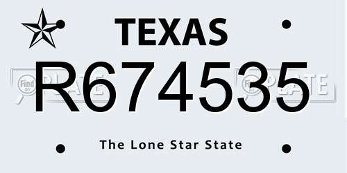R674535 Texas License Plate