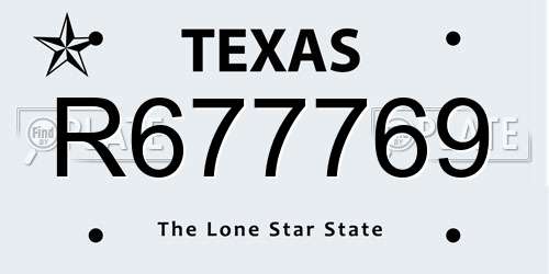 R677769 Texas License Plate