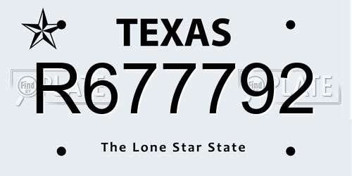 R677792 Texas License Plate
