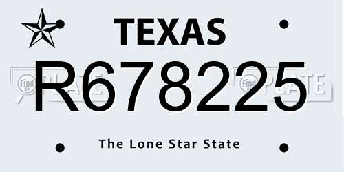R678225 Texas License Plate