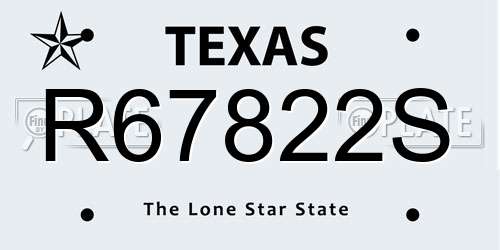 R67822S Texas License Plate