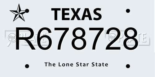R678728 Texas License Plate