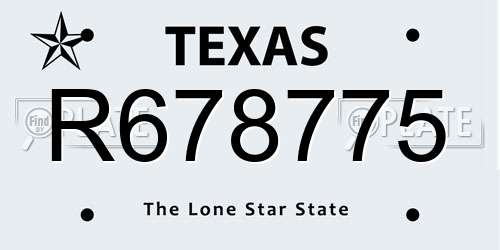 R678775 Texas License Plate