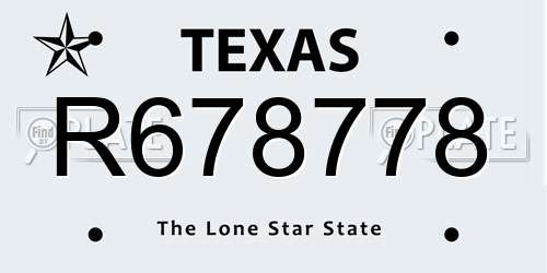 R678778 Texas License Plate