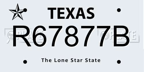 R67877B Texas License Plate