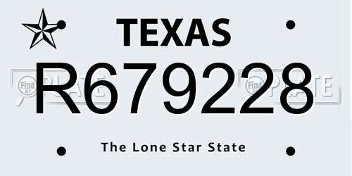 R679228 Texas License Plate