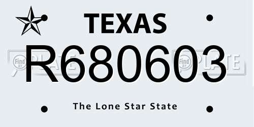 R680603 Texas License Plate