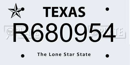 R680954 Texas License Plate