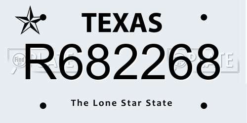 R682268 Texas License Plate