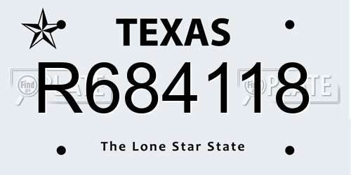 R684118 Texas License Plate
