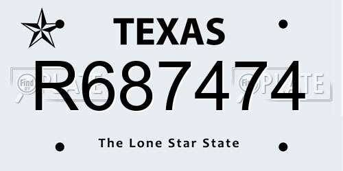 R687474 Texas License Plate