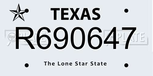 R690647 Texas License Plate