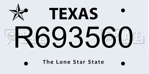 R693560 Texas License Plate