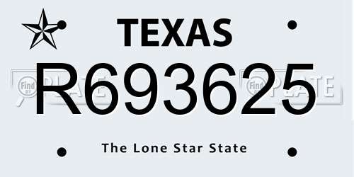 R693625 Texas License Plate