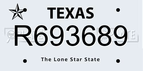 R693689 Texas License Plate