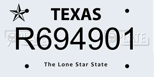 R694901 Texas License Plate
