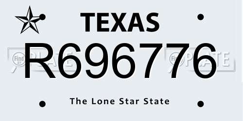 R696776 Texas License Plate