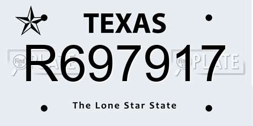 R697917 Texas License Plate