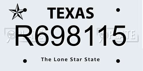 R698115 Texas License Plate