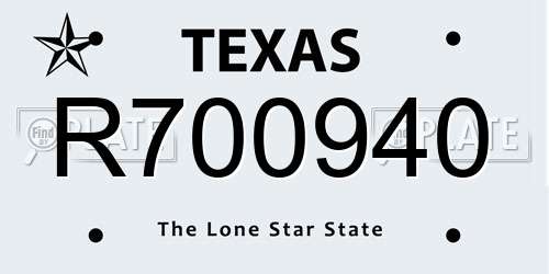 R700940 Texas License Plate