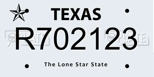 R702123 Texas License Plate