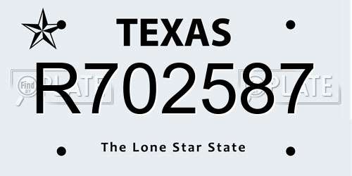 R702587 Texas License Plate