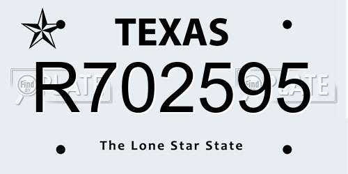 R702595 Texas License Plate