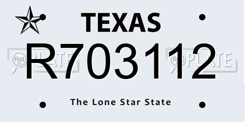 R703112 Texas License Plate