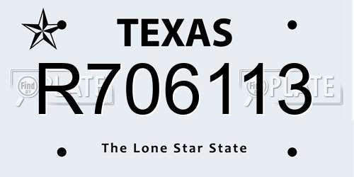 R706113 Texas License Plate