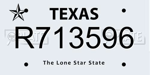 R713596 Texas License Plate