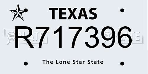 R717396 Texas License Plate