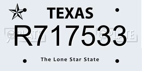 R717533 Texas License Plate