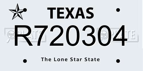R720304 Texas License Plate