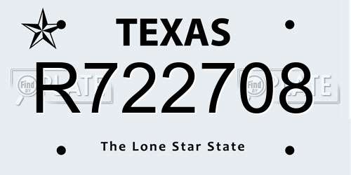 R722708 Texas License Plate