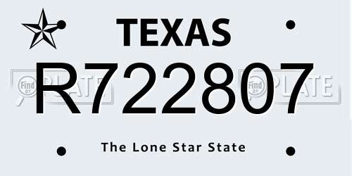 R722807 Texas License Plate