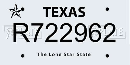 R722962 Texas License Plate