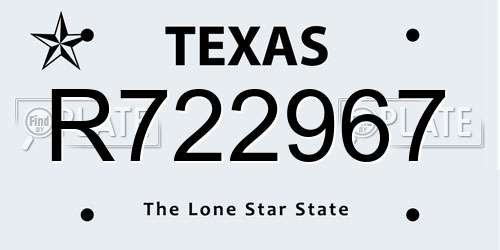 R722967 Texas License Plate
