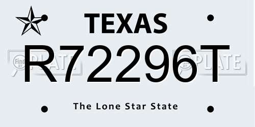 R72296T Texas License Plate