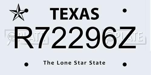 R72296Z Texas License Plate