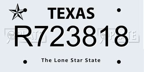 R723818 Texas License Plate